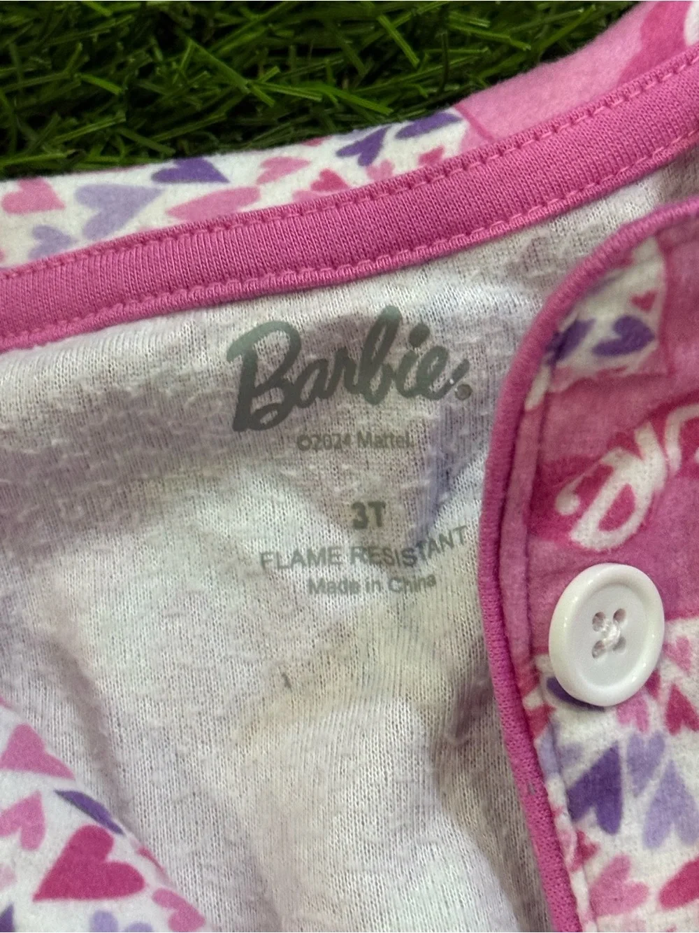 Barbie Button Down Fleece Pajama Set